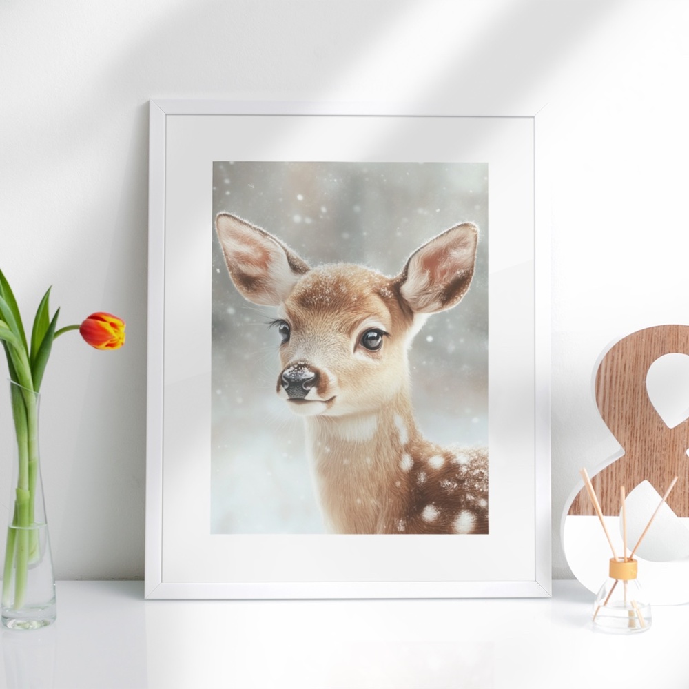 Deer Fawn Wall Art Print Poster Unframed - Watercolor Animal Print - Picture 4 of 9